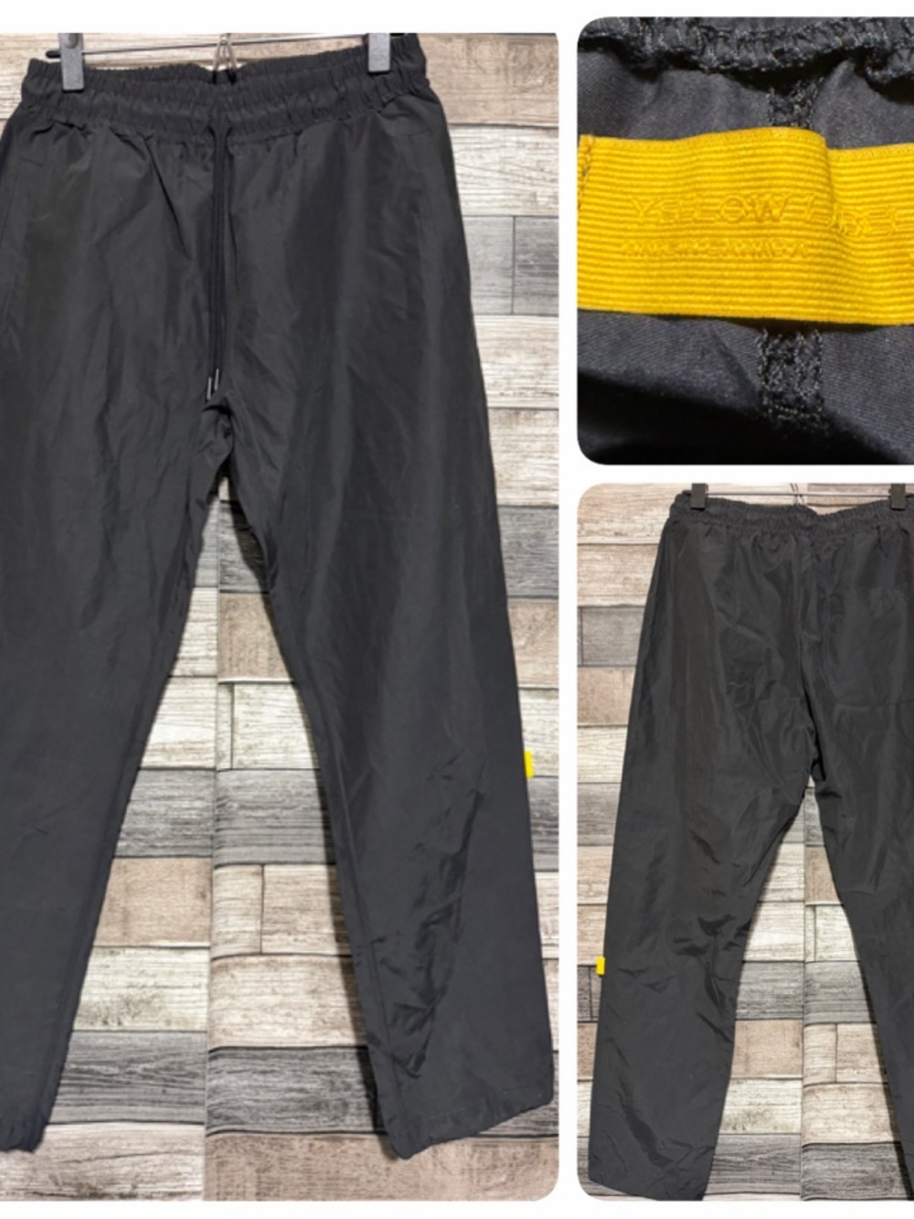 Yellow Label Co Drawstring Windbreaker Pants Size M Black (Inseam 28)